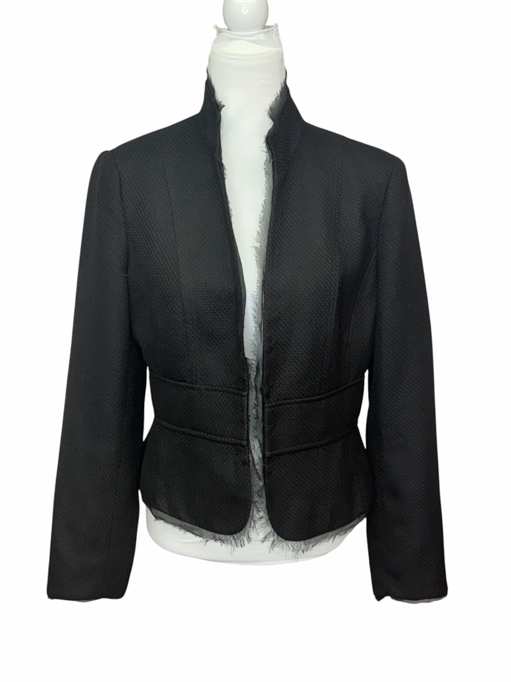 White House Black Market Black Textured Cropped Blazer